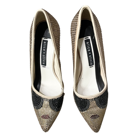 Alice + Olivia Dina Crystal Covered High Heels Sparkly MSRP $395 - Picture 3 of 12